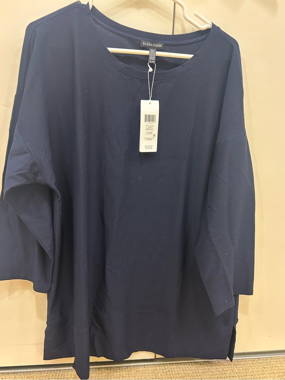 EILEEN FISHER classic lightweight washable stretch midnight tunic top xl new